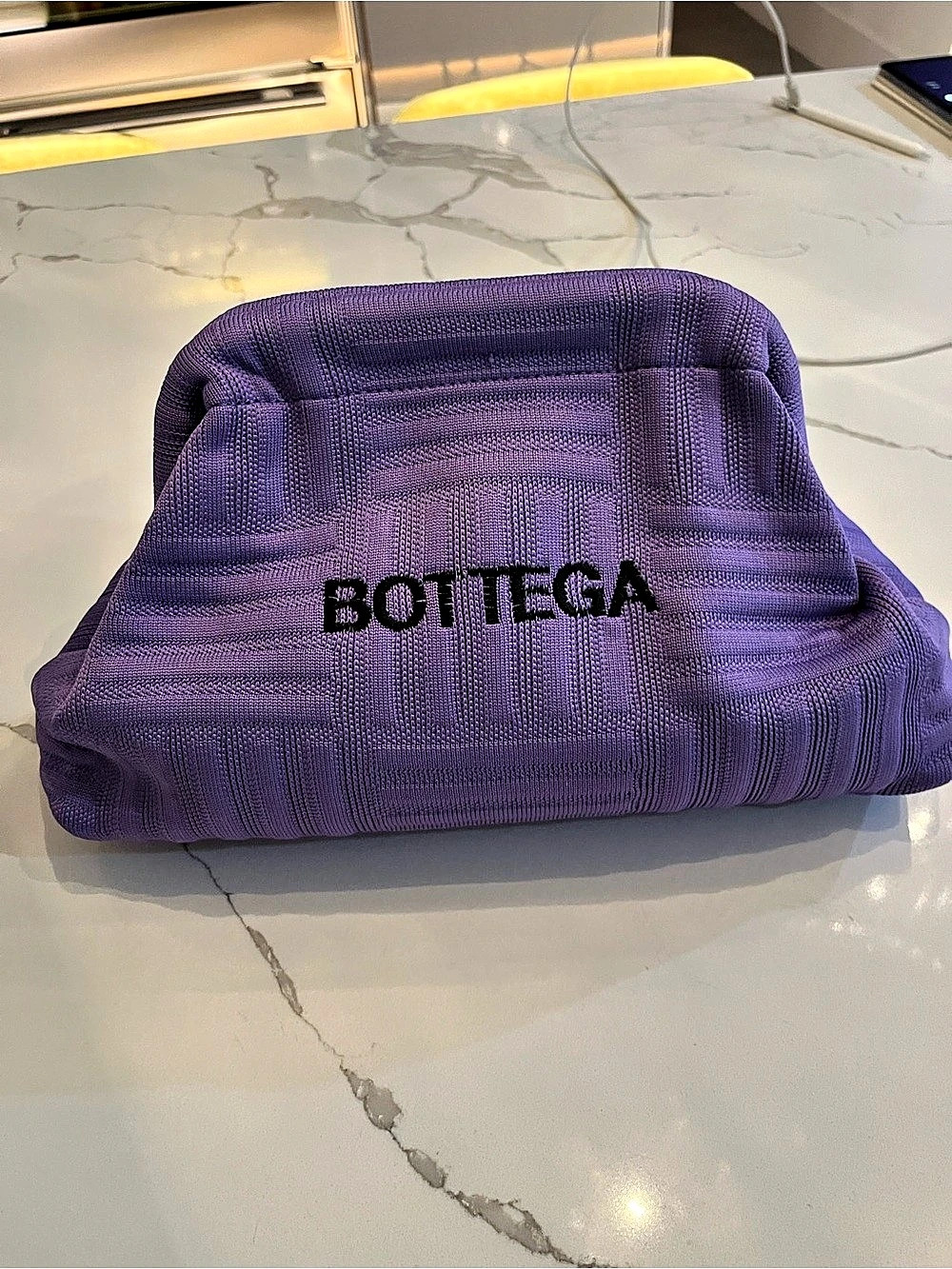 Bottega make up Pouch Terry Cloth Clutch Purple